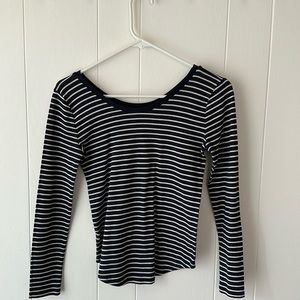 LOFT black & white striped shirt size XS Petite.